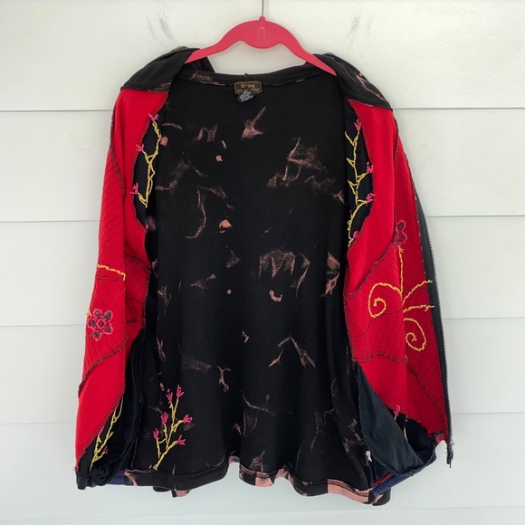 VTG Rising International Mixed Prints Floral Embroidery Hoodie Medium - Picture 13 of 15